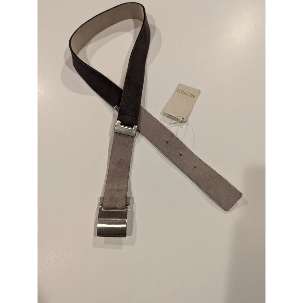 Vintage 80s Deadstock Mondi Two-tone Suede‎ Belt NWT Small Silver Accents Chic